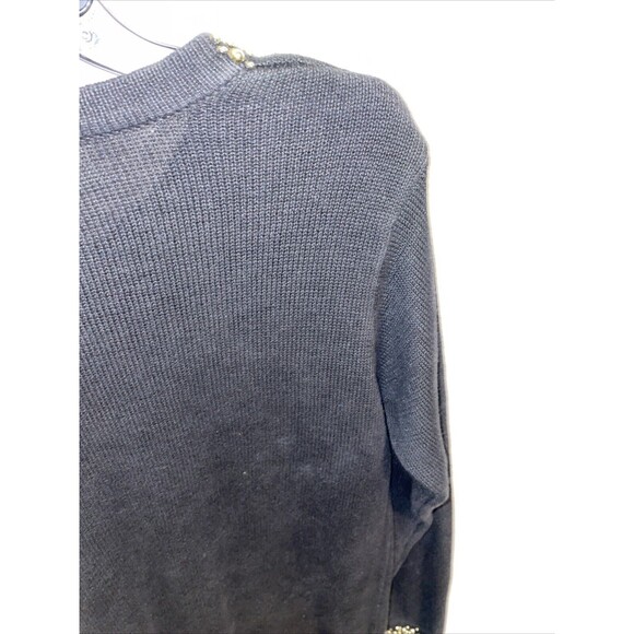 B.P. Design Women’s Christmas Sweater Size Small Black Floral Holly Gold Beads - Picture 10 of 12